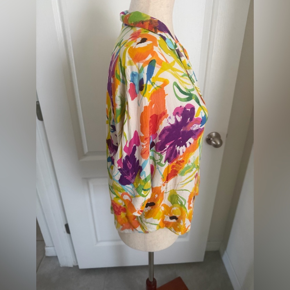 Jams World Women’s S Flower Dream Hawaiian Floral Shirt Button Up Tropical Artsy - Picture 4 of 11